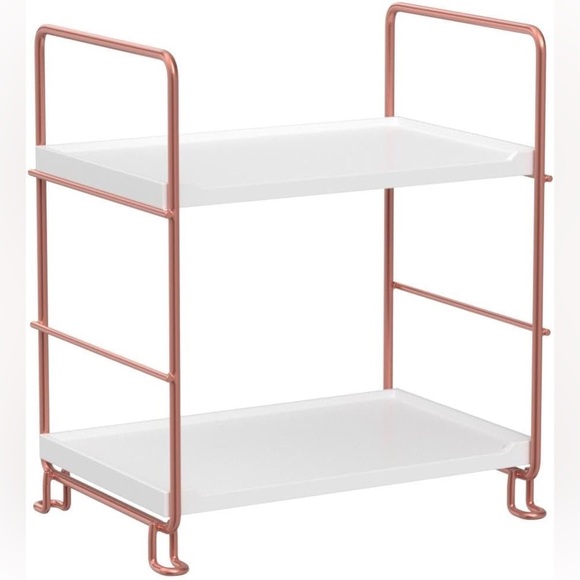 Desktop Cosmetics Storage Rack Rose Gold 2 Layers Bathroom Makeup Organizer - Picture 4 of 16